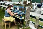 Playing piano outside